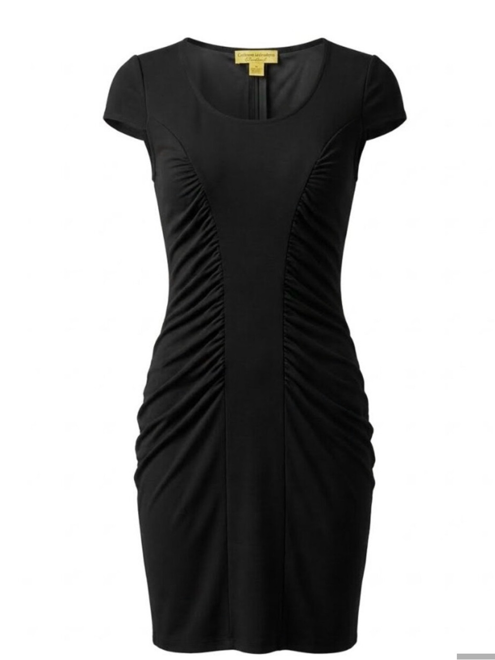 Catherine Malandrino Stretchy Black Cap Sleeve Ruched Dress